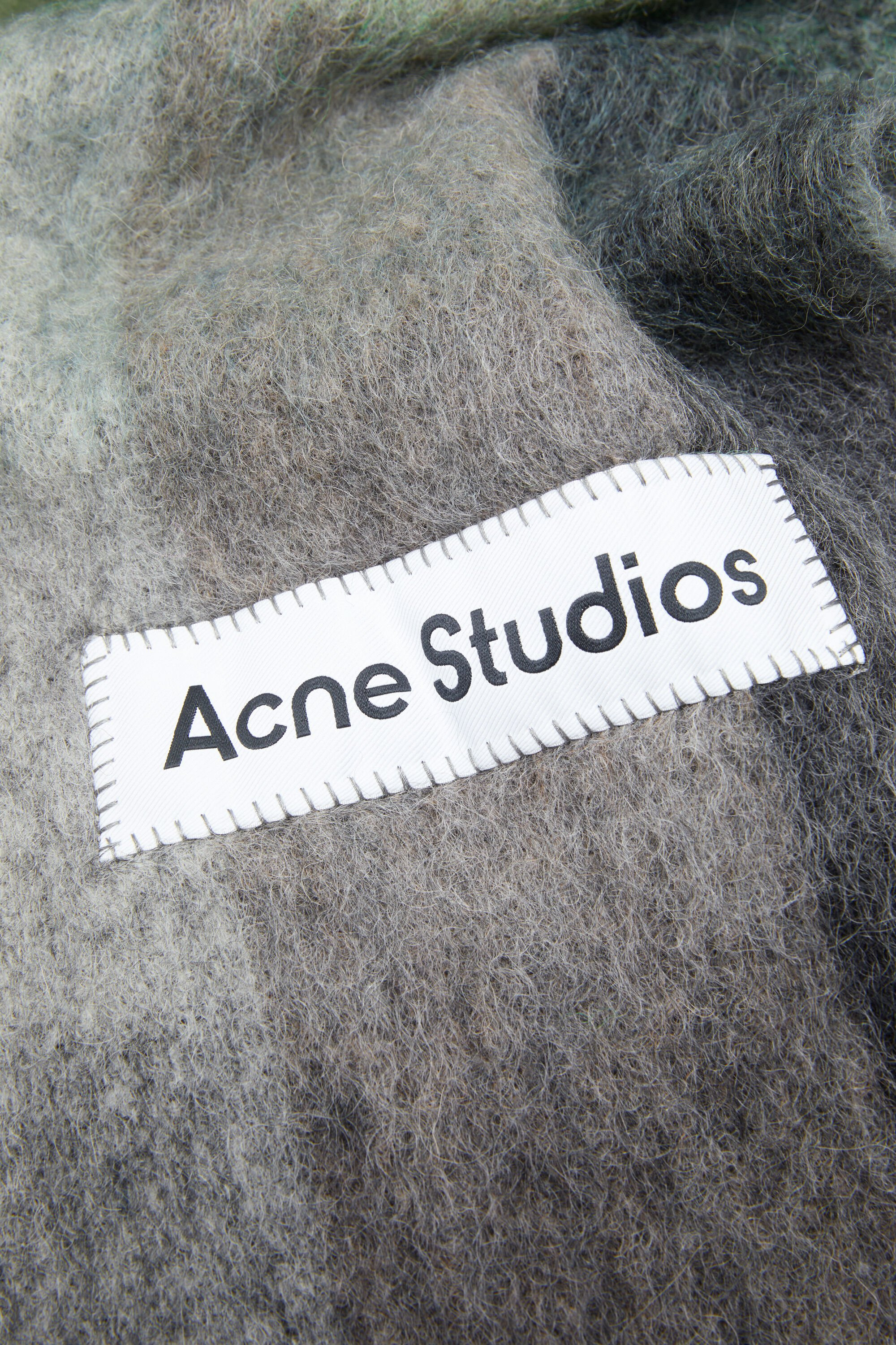 Mohair checked scarf - Green/grey/black - 5