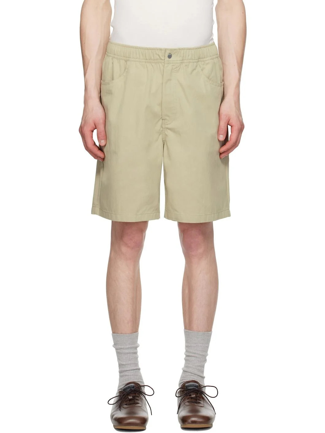 Beige Ragnar Fine Broken Twill Shorts - 1