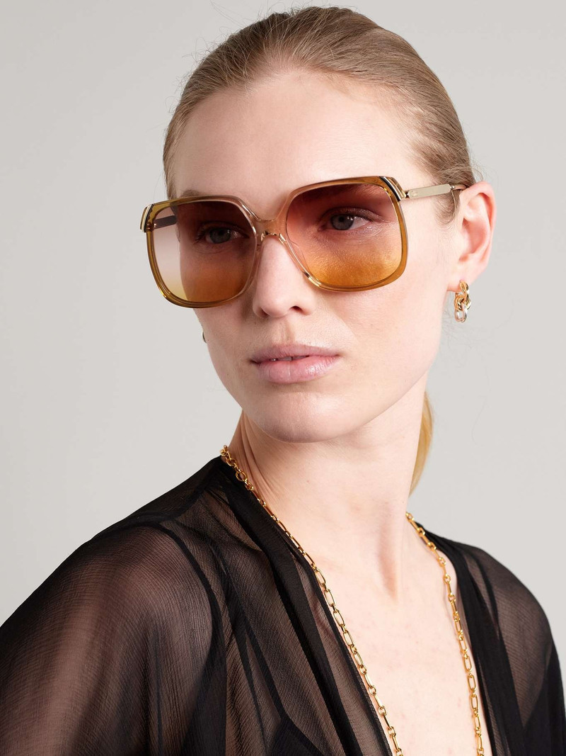 Chloé Aly square-frame acetate and gold-tone sunglasses Gold outlook