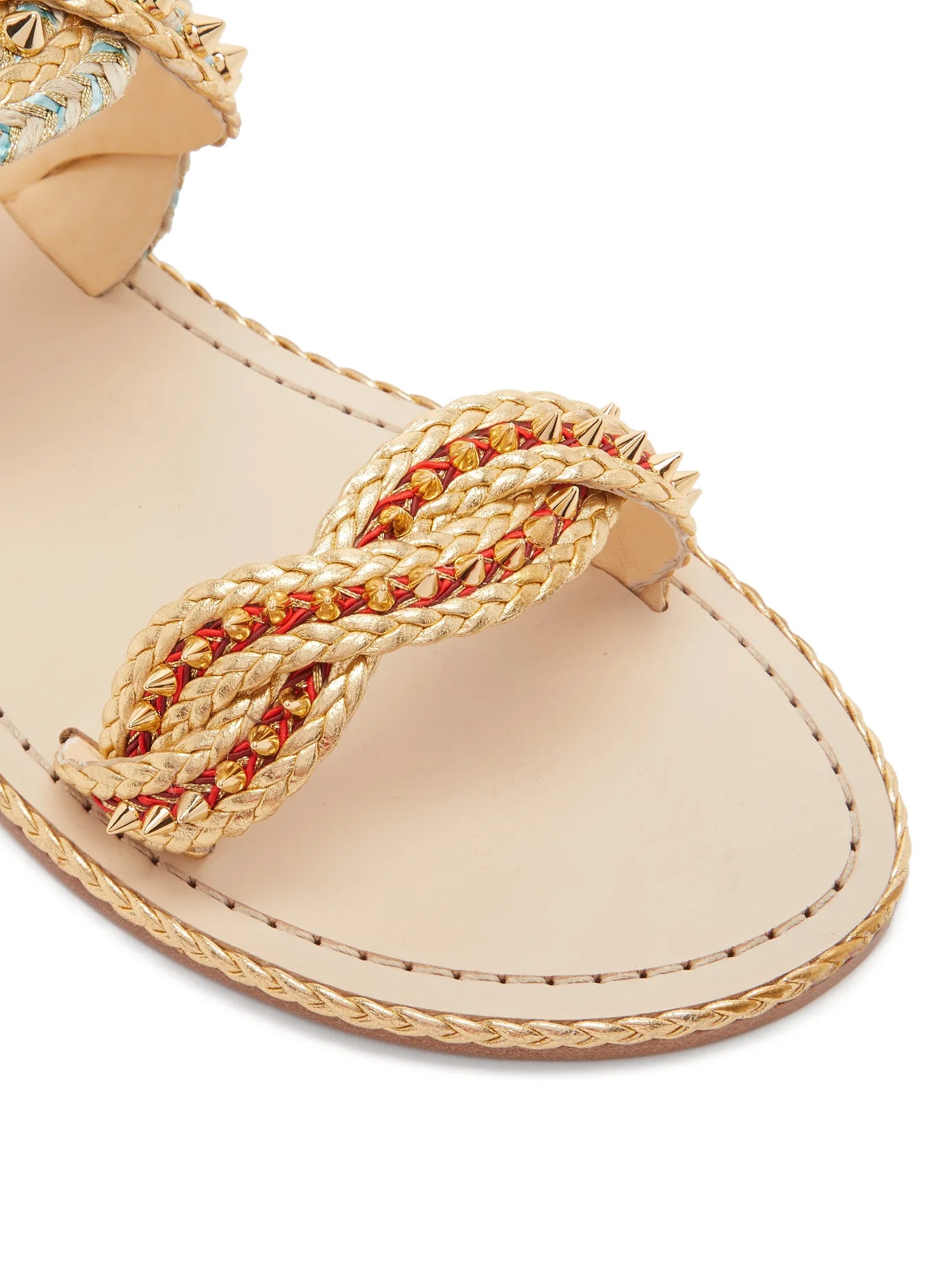 Normandie braided-strap leather slides - 6