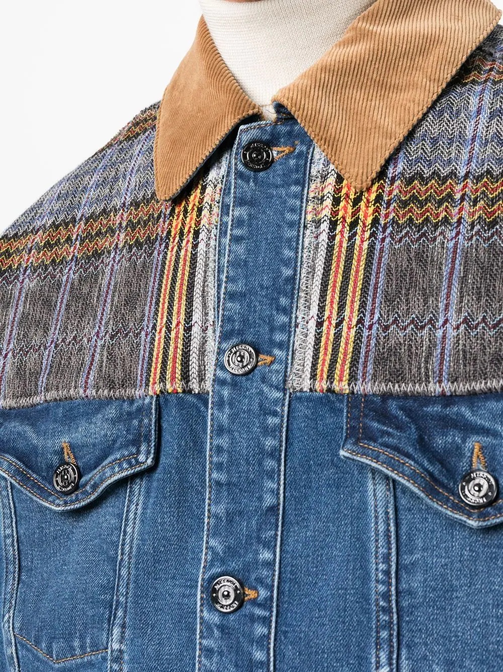 check-pattern denim-jacket - 5