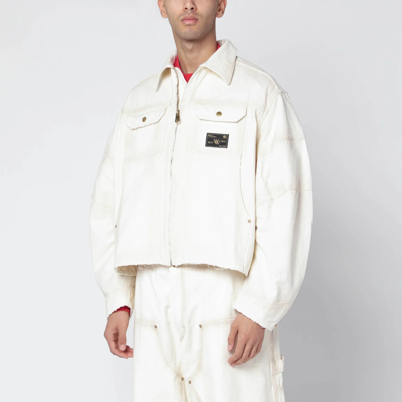 Stockton white washed-effect zip jacket - 1