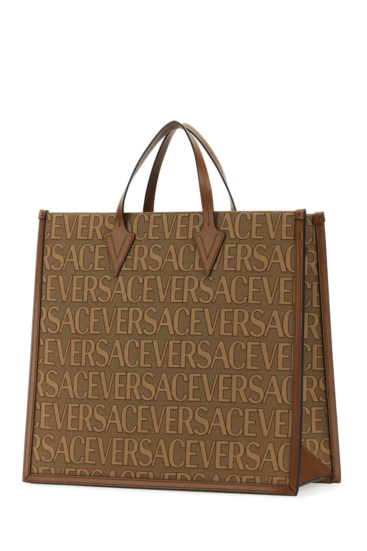Versace Men Embroidered Canvas Versace Allover Shopping Bag - 2