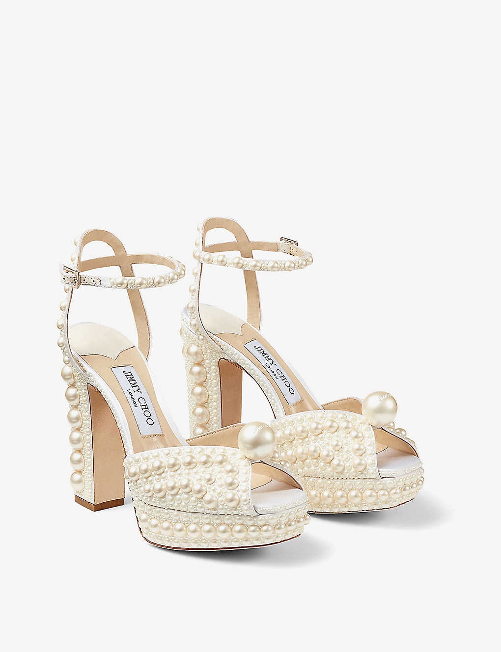 Sacaria 120 pearl-embellished satin platform sandals - 4