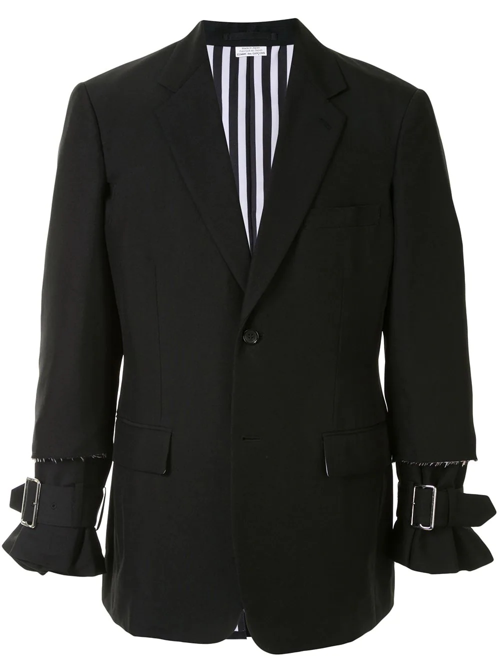 raw edge blazer jacket with buckle detail - 1