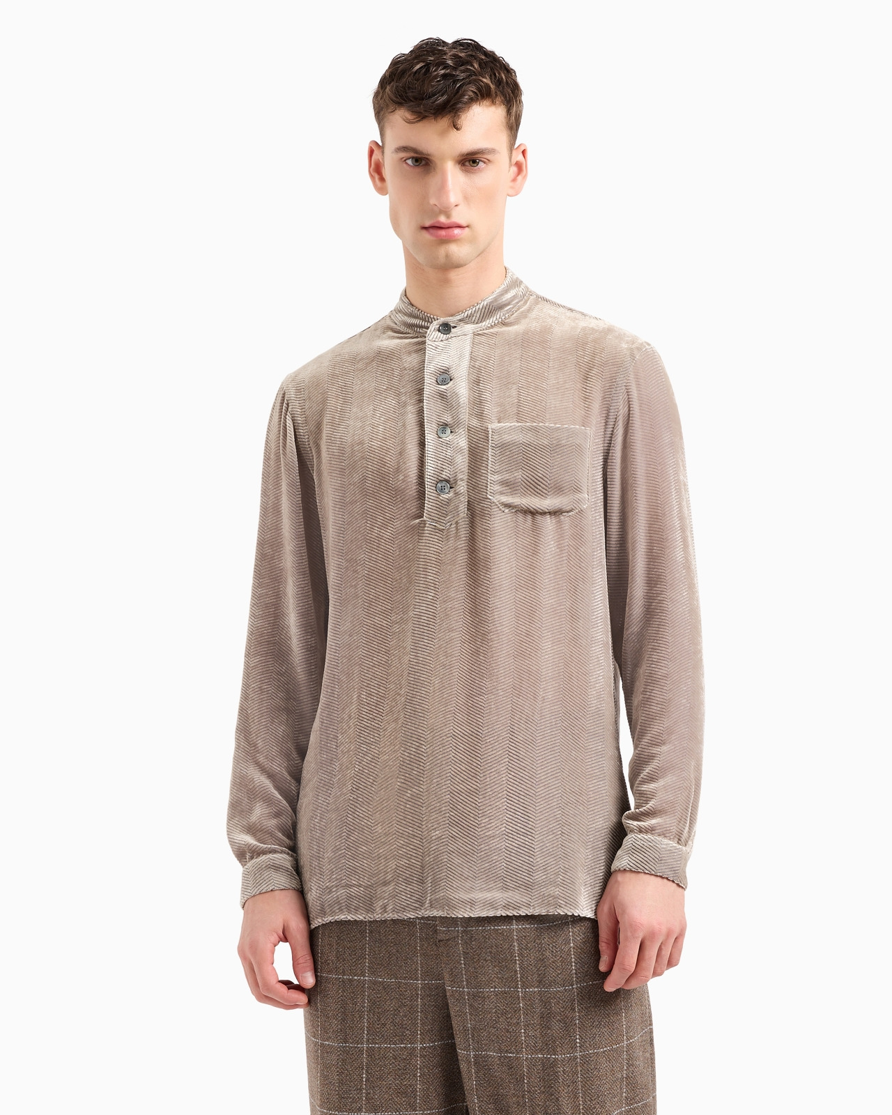 Shirt in devoré velvet with a chevron motif - 2
