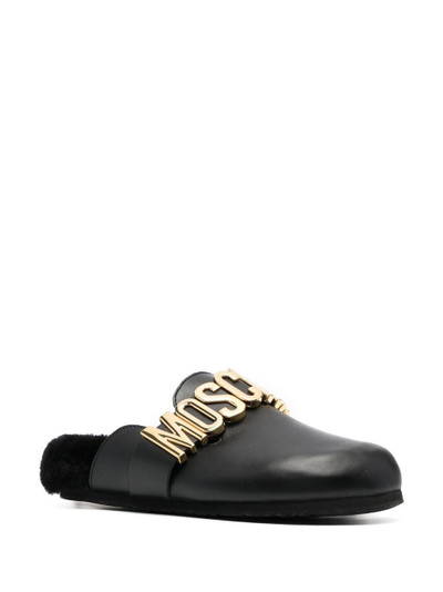 Moschino logo-plaque leather slides outlook