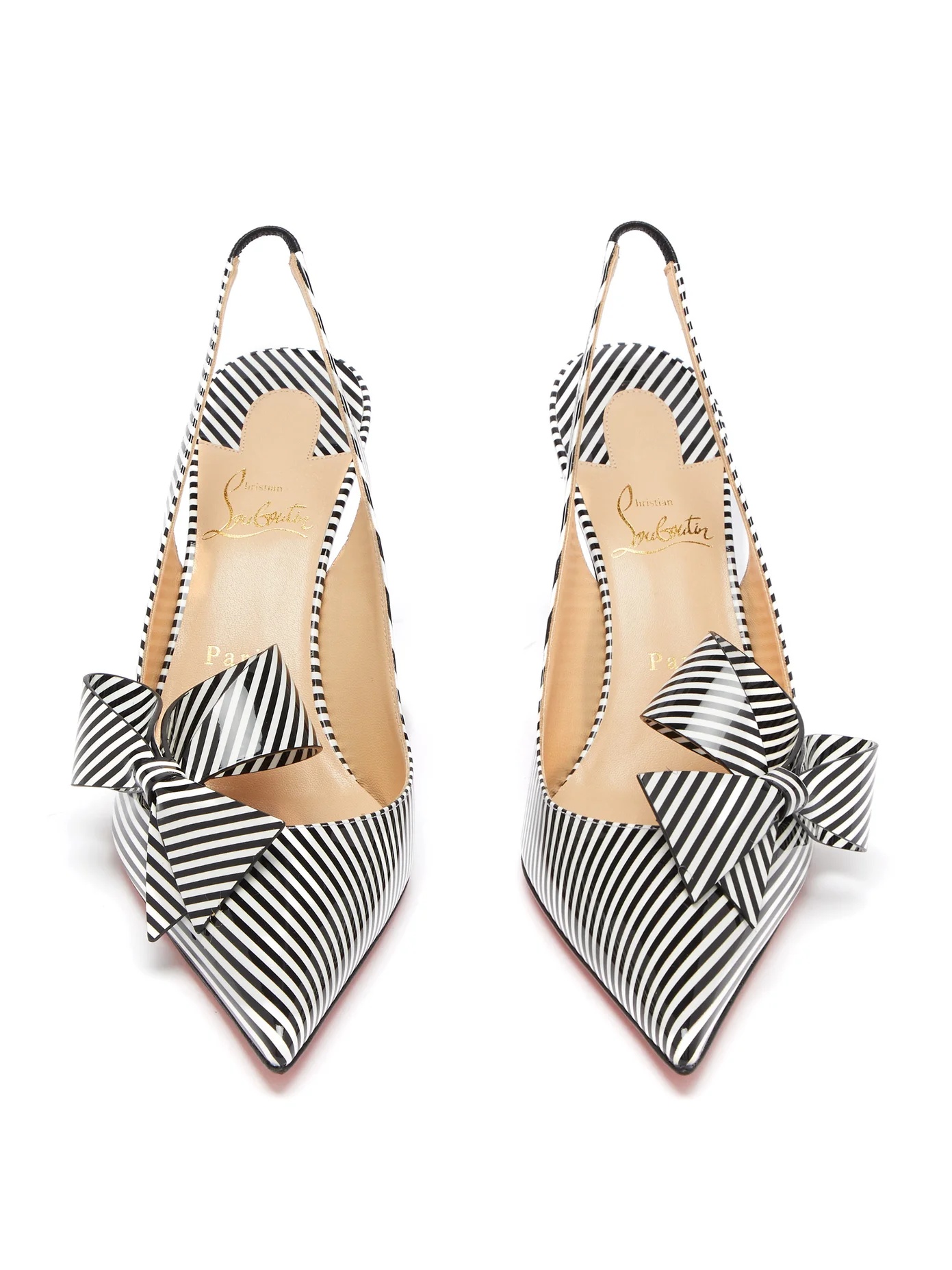 Clare Nodo 80 striped leather slingback pumps - 5