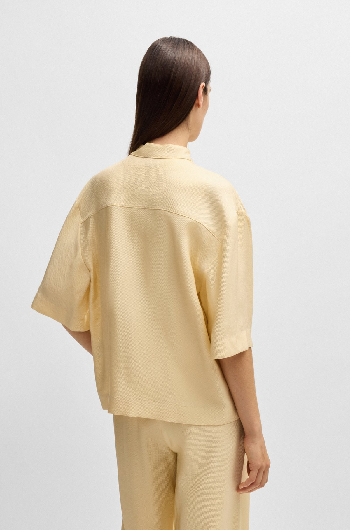 RELAXED-FIT BLOUSE IN SOFT TWILL WITH STAND COLLAR - 5