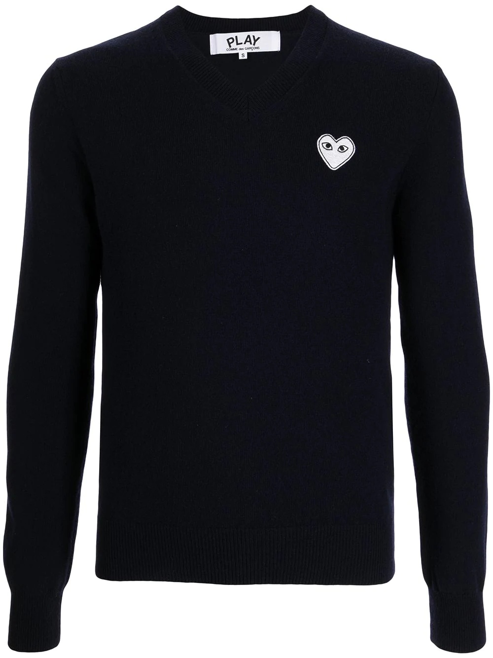 heart-patch V-neck wool jumper - 1