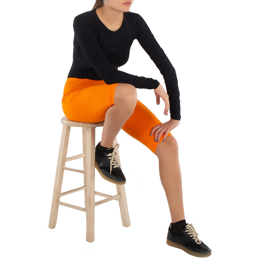 MM6 Ladies Orange Fitted Knee-Length Shorts - 4