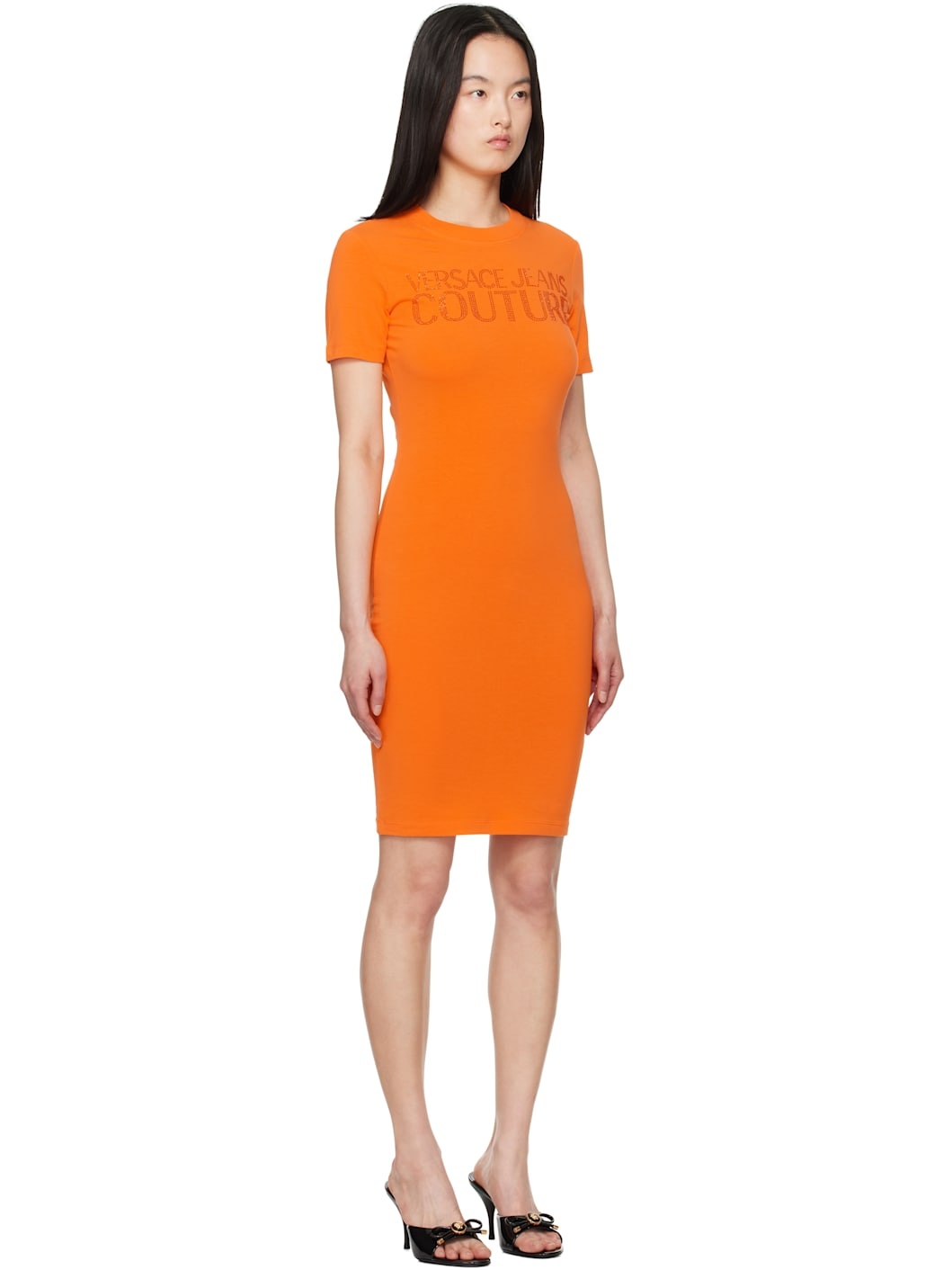 Orange Crystal Logo Minidress - 2