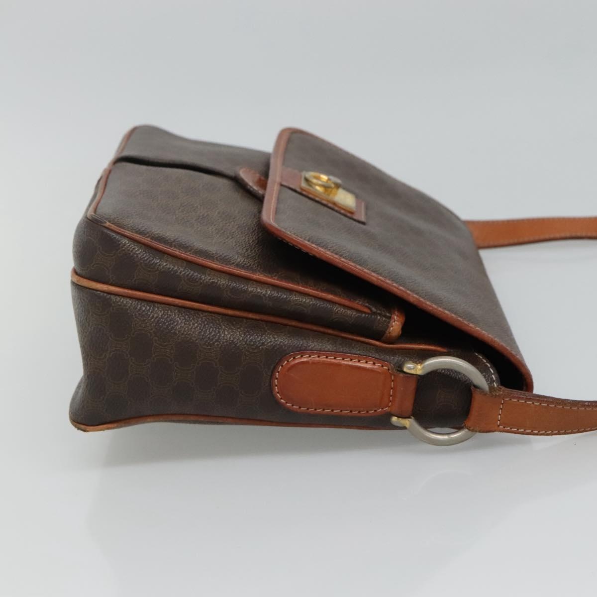 CELINE Macadam Canvas Shoulder Bag Pvc Leather Brown - 4