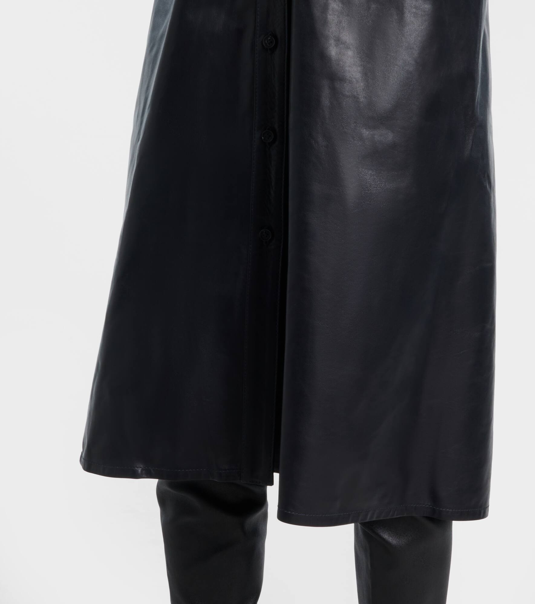 Ruched leather shirt dress - 6