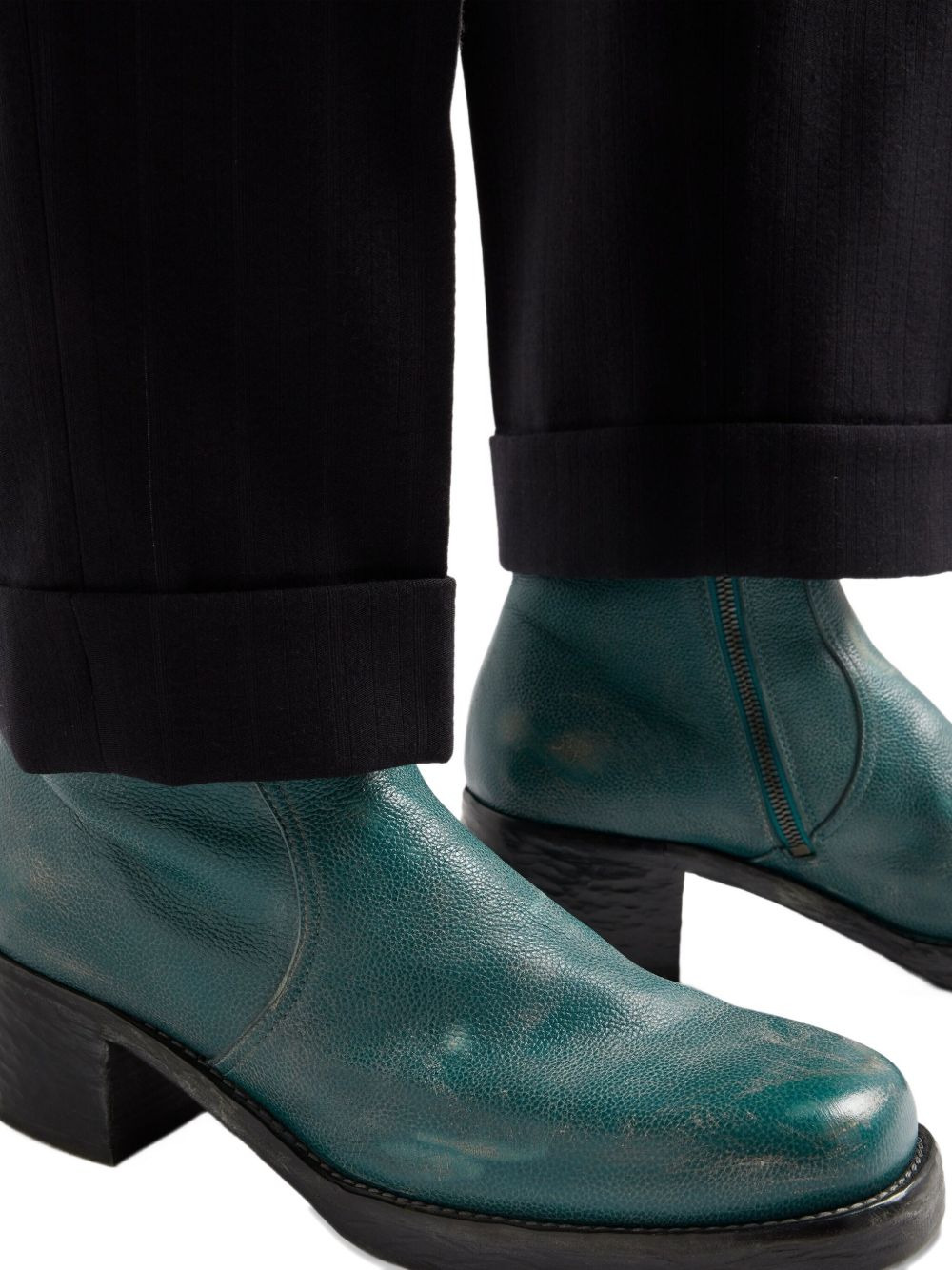 zipped leather boots - 6