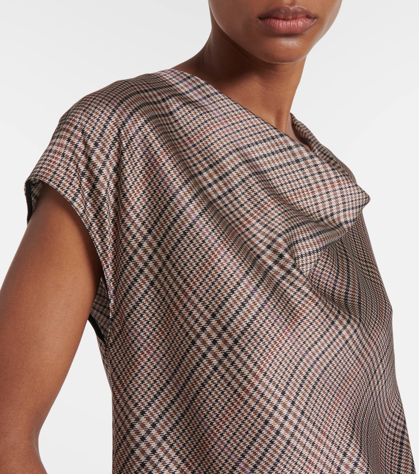 Houndstooth silk top - 4