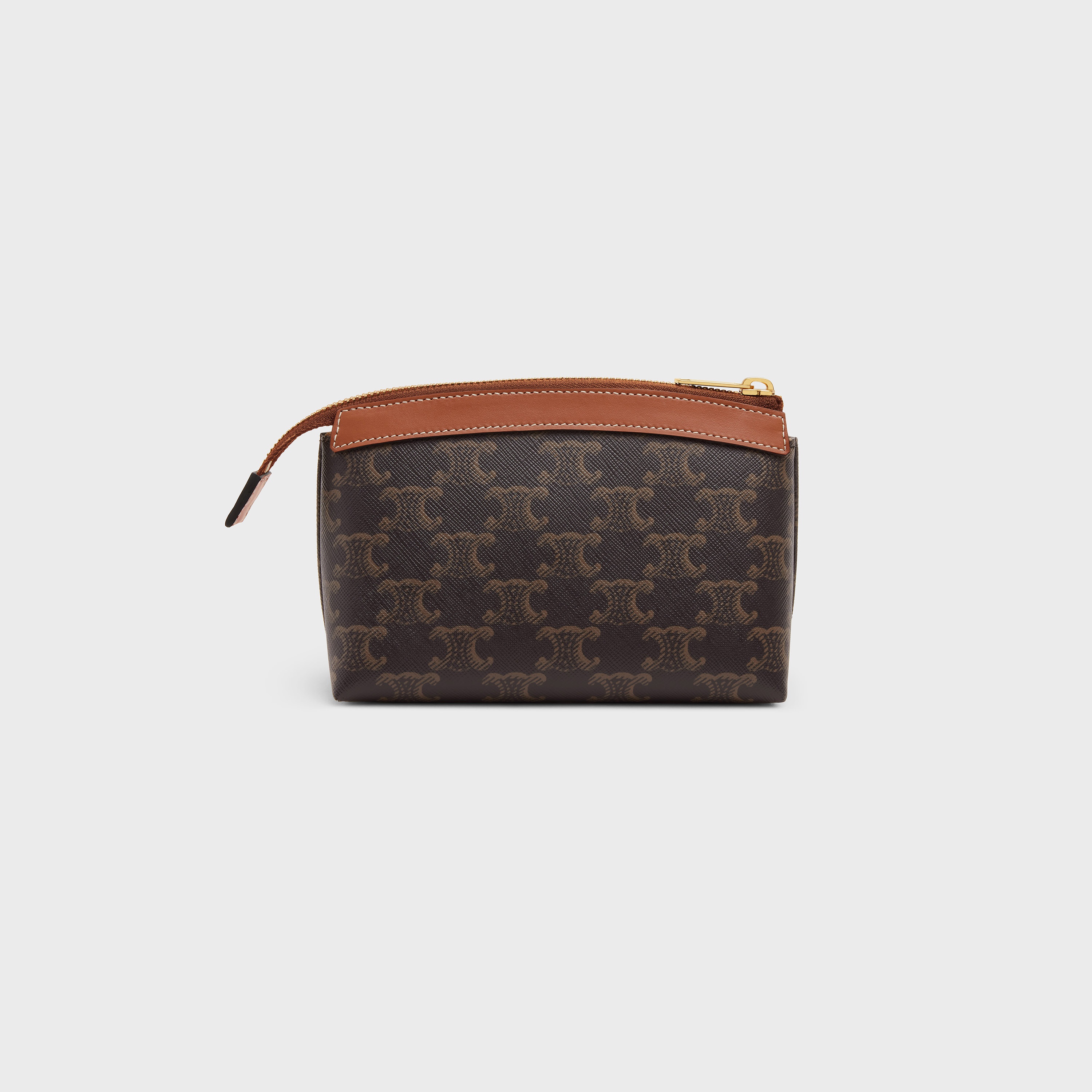 Small Zipped Pouch in Triomphe Canvas and Calfskin - 3