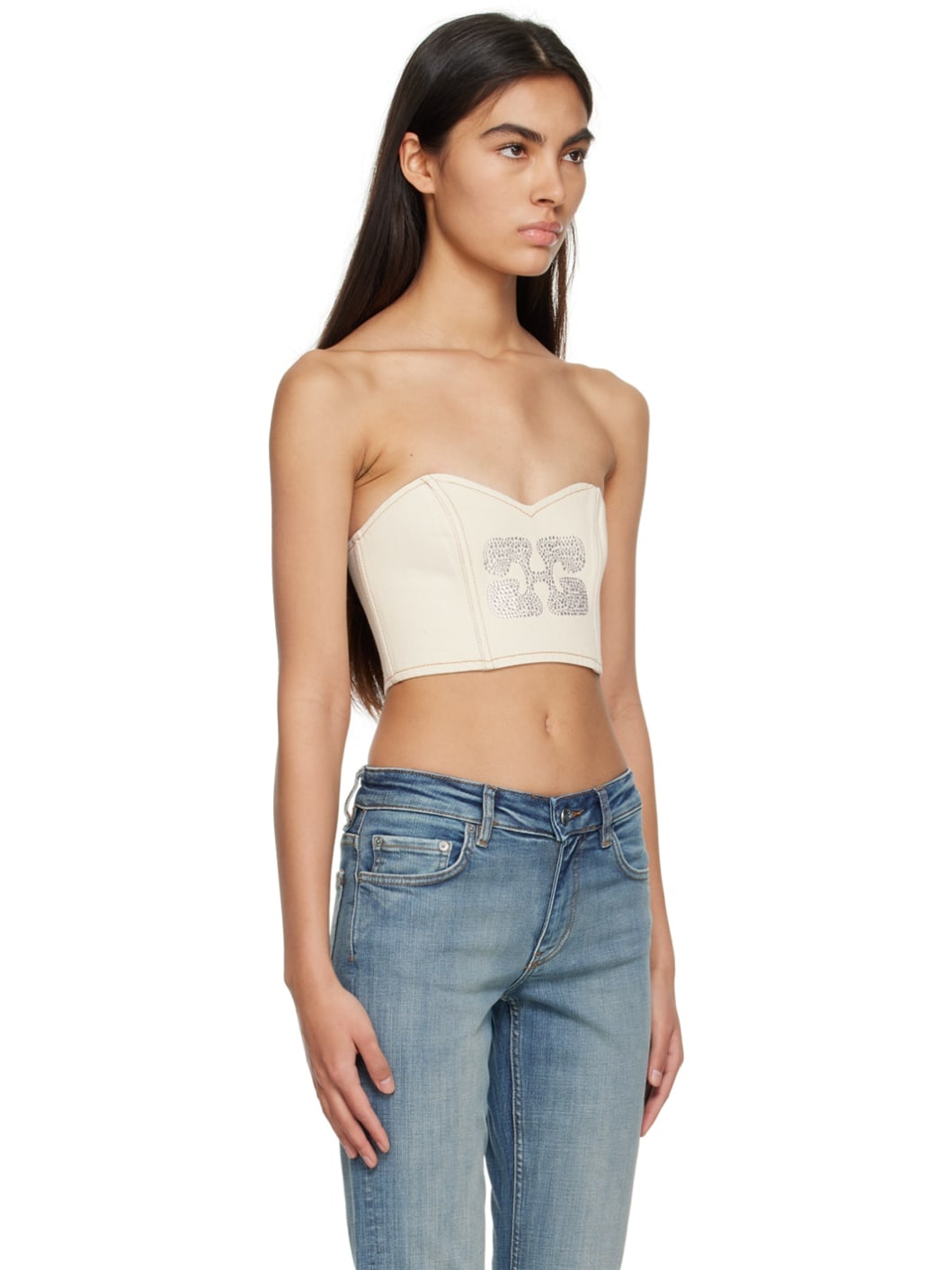 Off-White Sparkle Denim Tank Top - 2