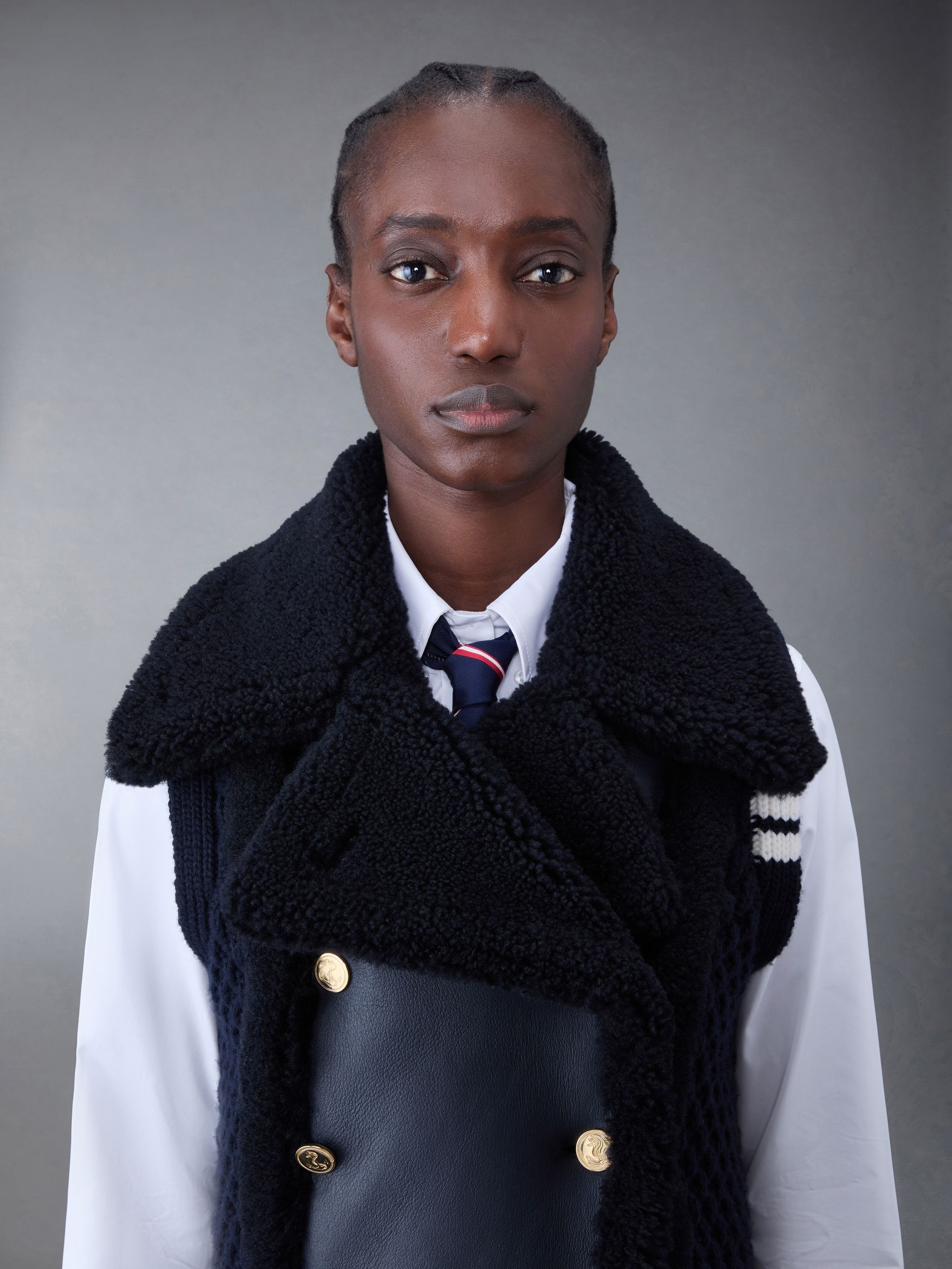 Textured Wool and Shearling 4-Bar Combo Vest - 4