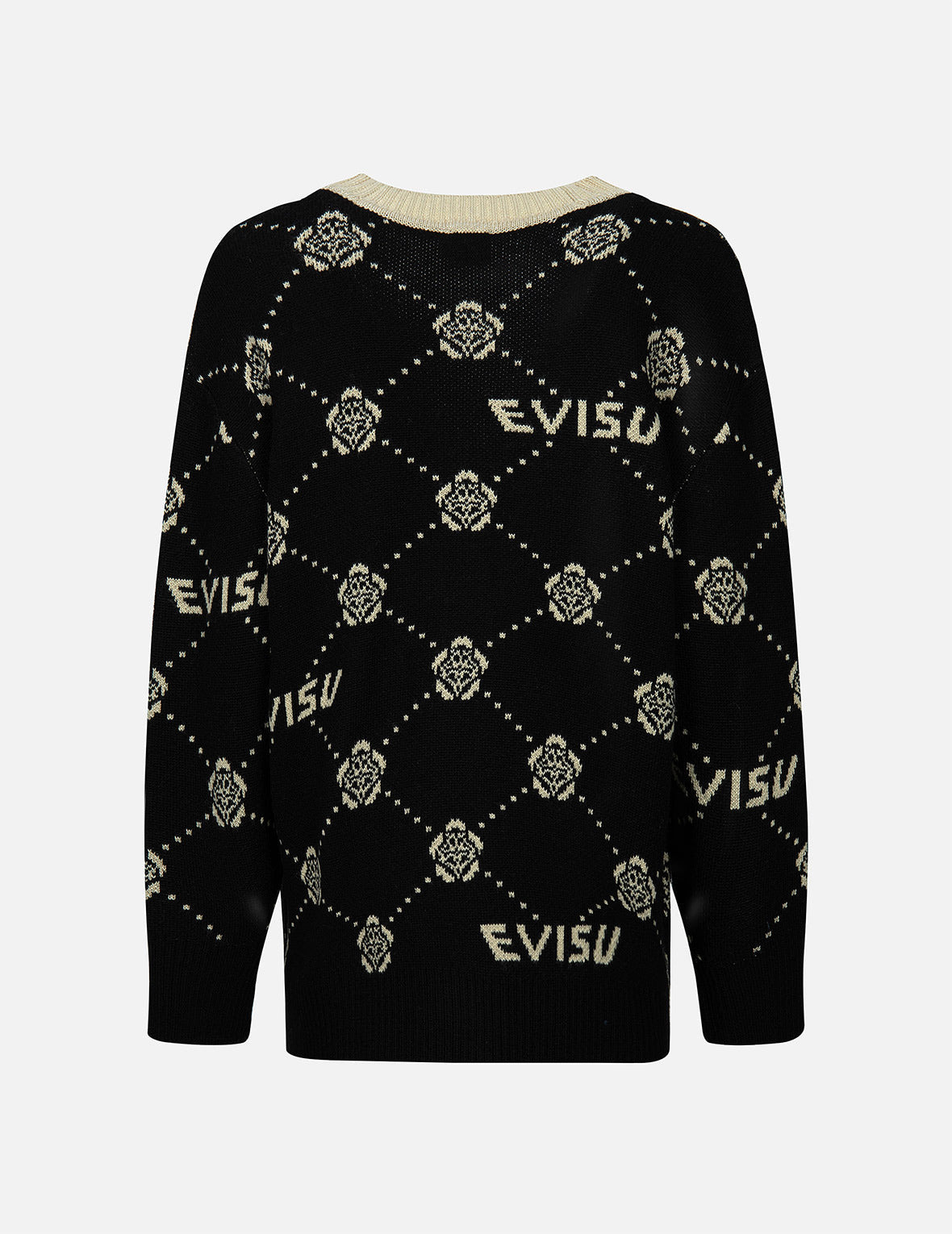 KAMON AND LOGO JACQUARD LOOSE FIT CARDIGAN - 2