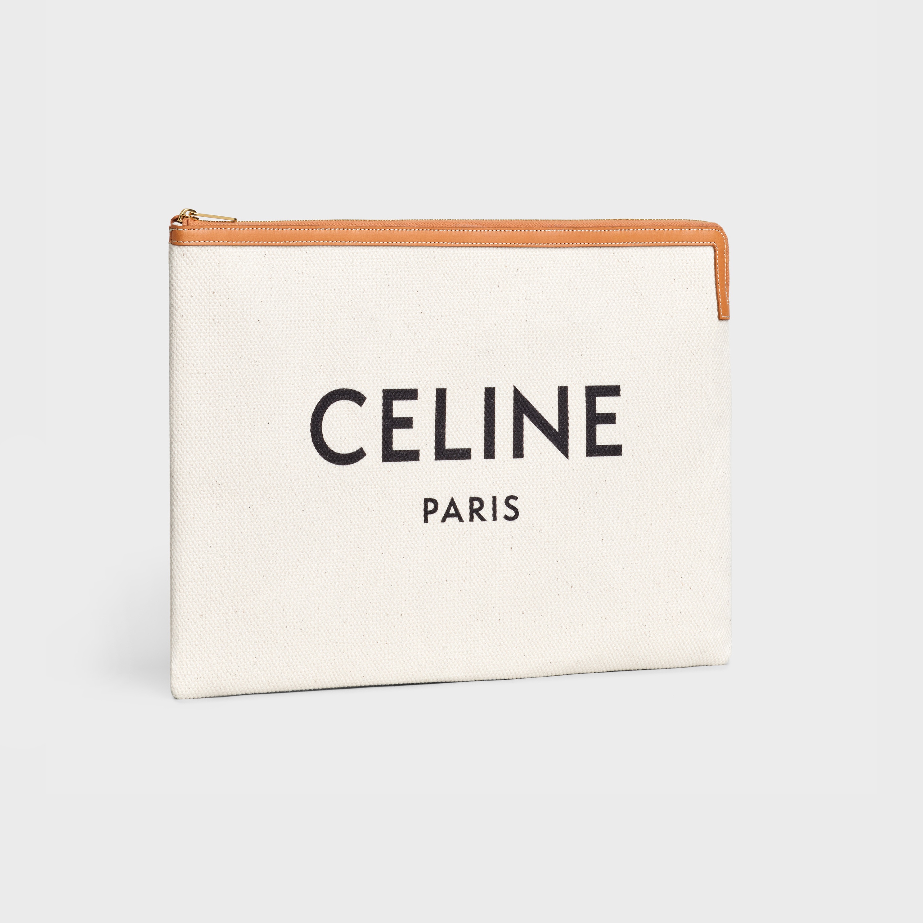 LARGE POUCH  IN  COTTON WITH CELINE PRINT AND CALFSKIN - 2