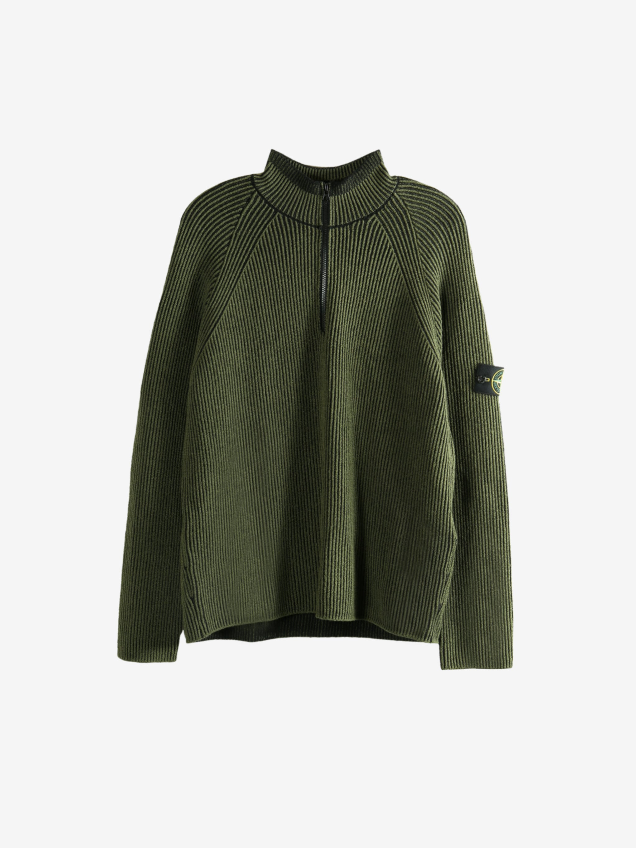 STONE ISLAND - Men Long Sleeves Half Zip Ribbed Polo Shirt - 4