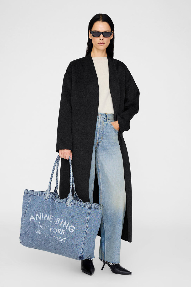 ANINE BING Leo Denim Tote - Shadow Blue outlook