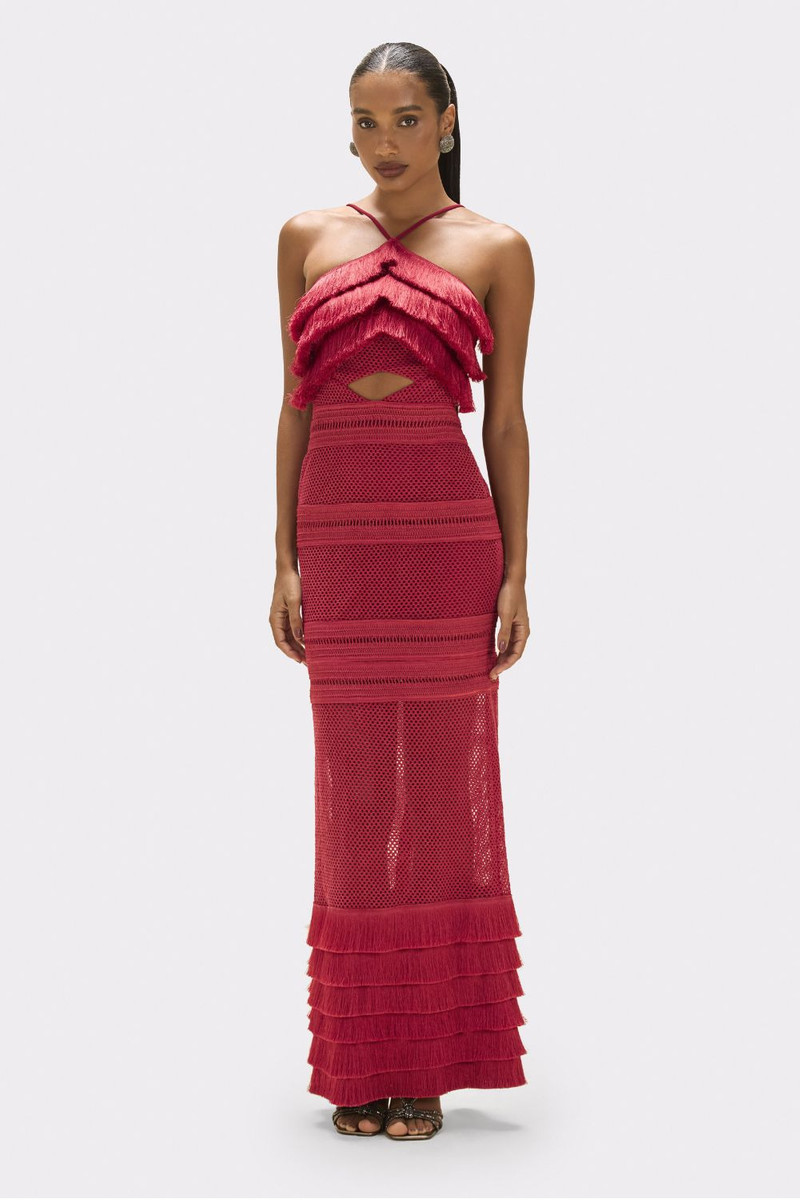 RADIANT FRINGE HALTERNECK MAXI DRESS 1
