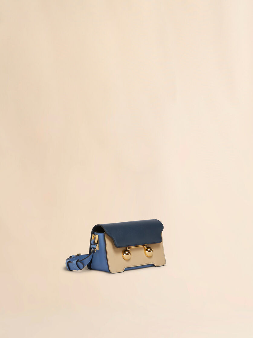 BLUE, BEIGE AND LIGHT BLUE LEATHER TRUNKAROO MINI SHOULDER BAG - 5
