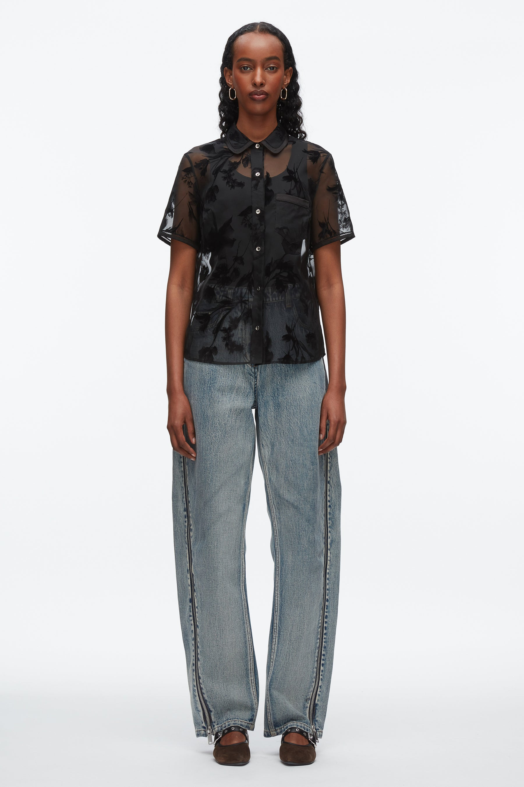 Flocked Organza SS Shirt - 3
