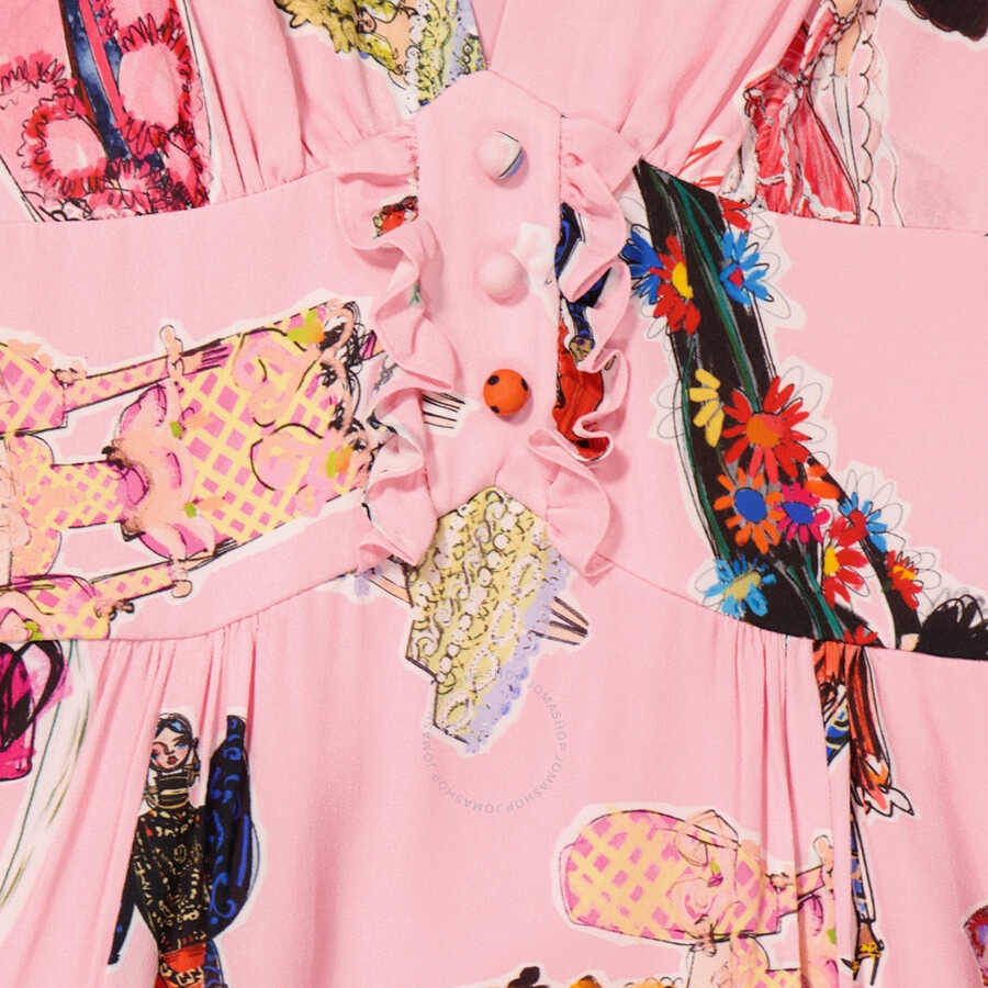 Moschino Ladies Fantasy Print Pink Illustration Print Dress - 8