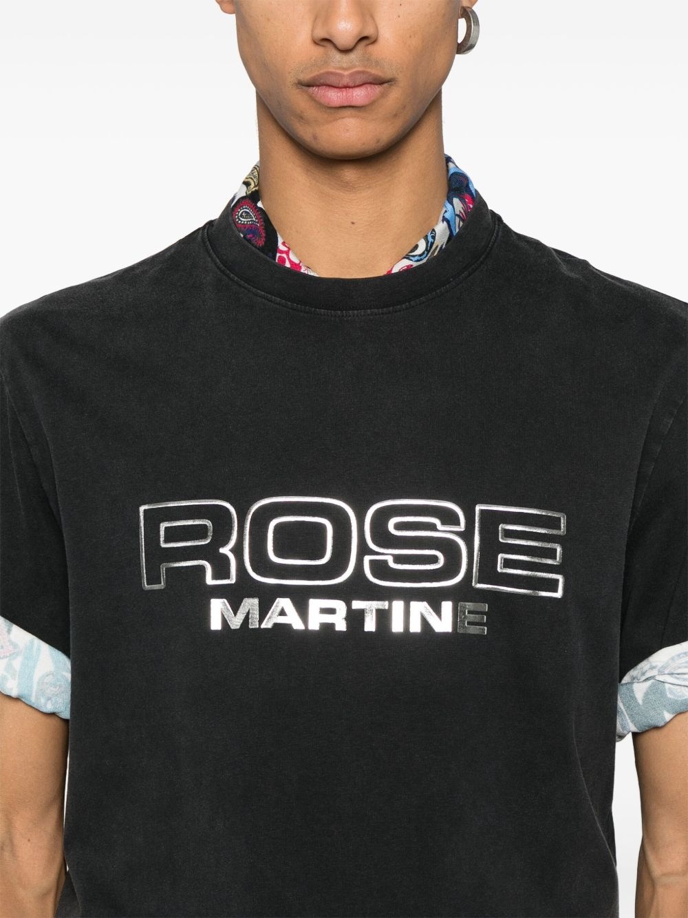 metallic-logo T-shirt - 4
