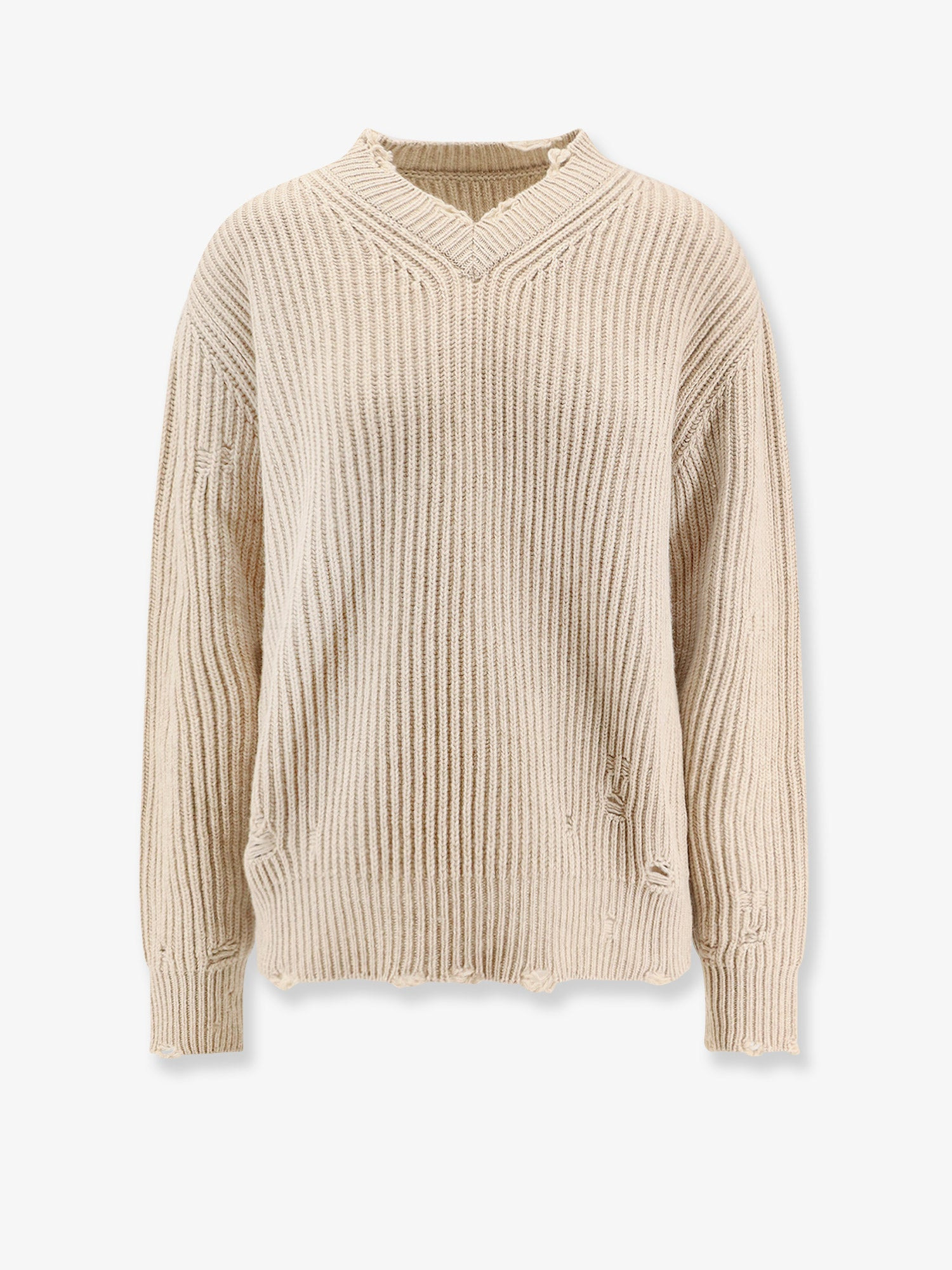 Wool Blend Sweater With Distressed Effect - 1