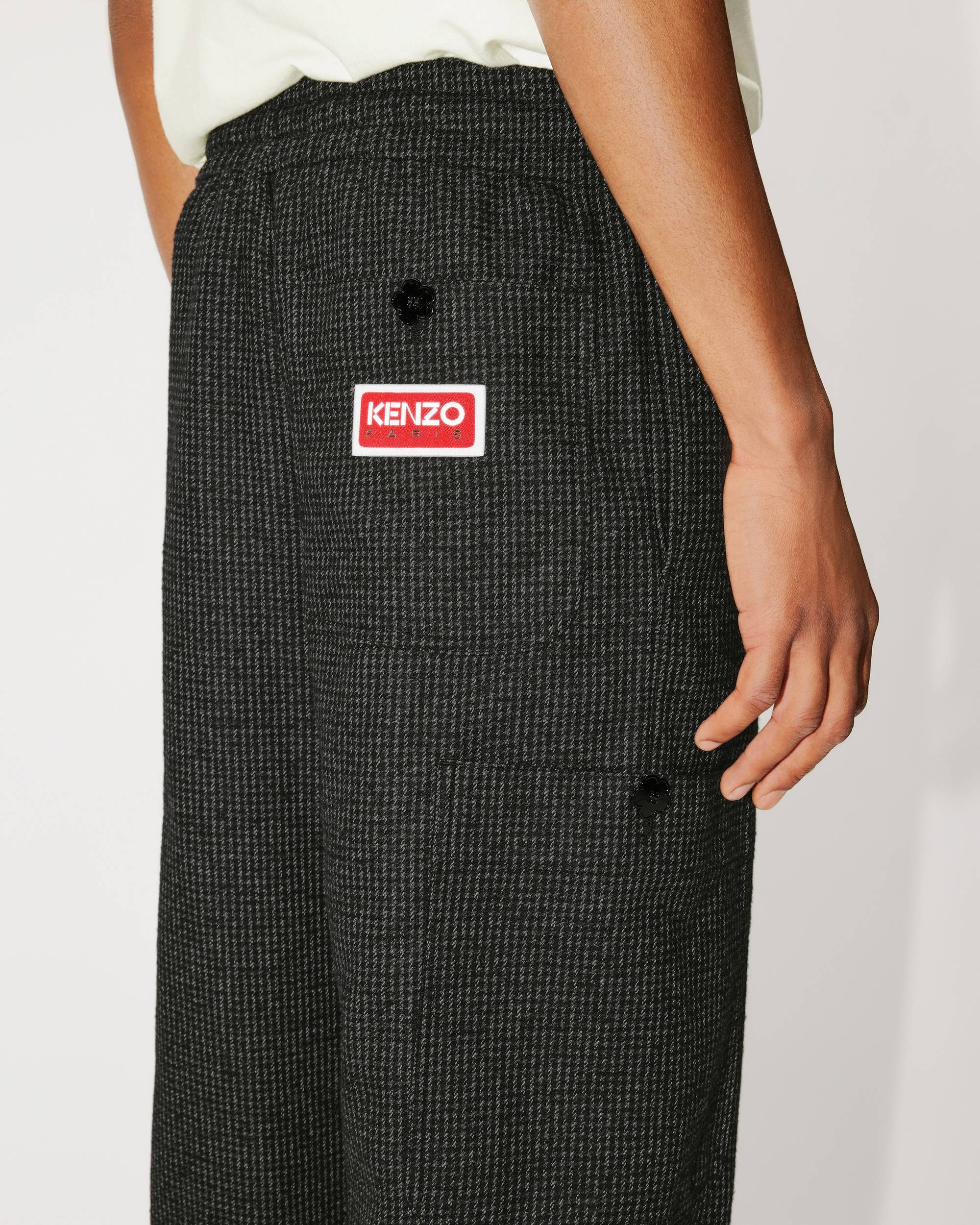 Checked wool cargo trousers - 7