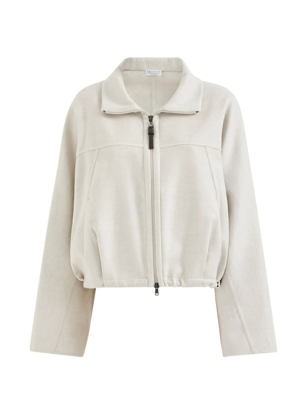 hand-crafted bomber jacket in virgin-wool double-cloth with monili - 1