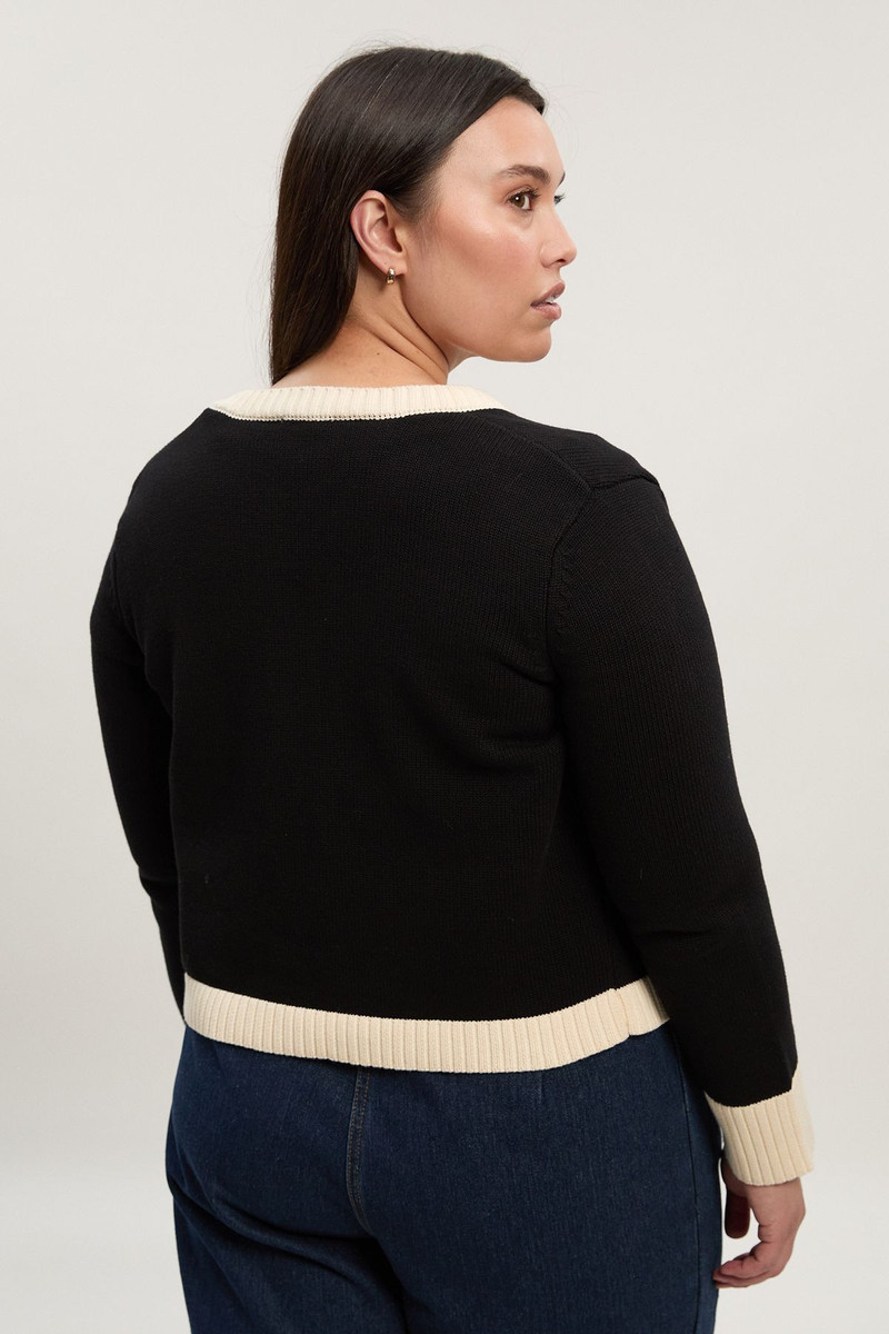 Plus Size Cotton Cropped Knit Boxy Cardigan 3