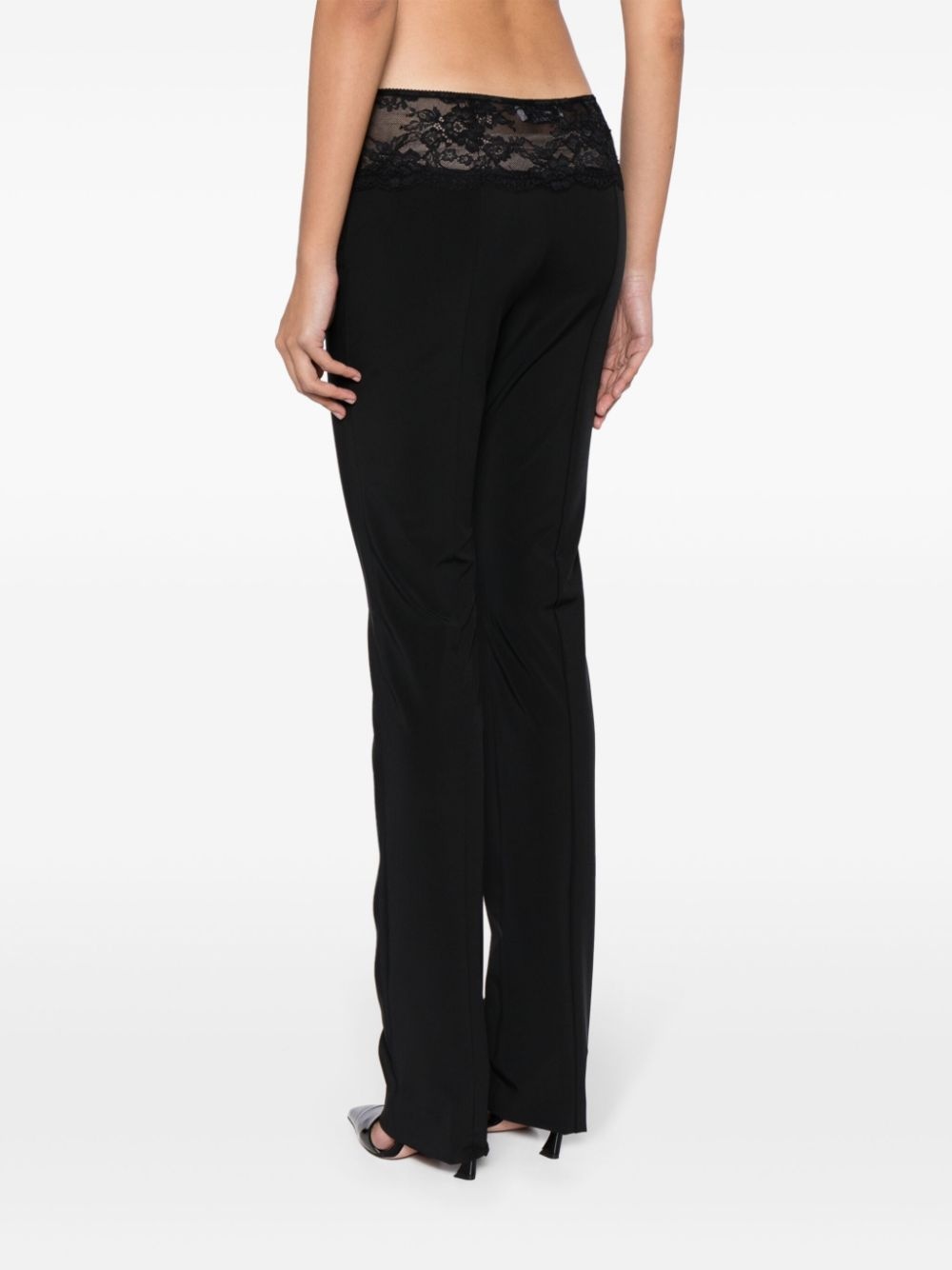 lace-detail tapered trousers - 4