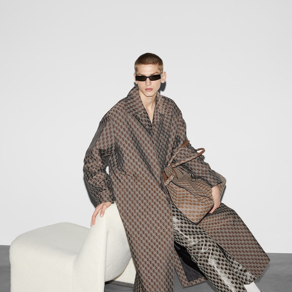 GG nylon jacquard coat - 6