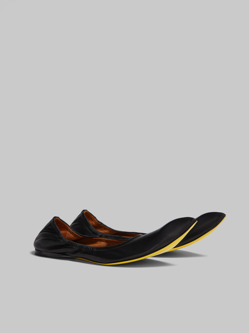 BLACK NAPPA POINTED-TOE BALLET FLATS 2