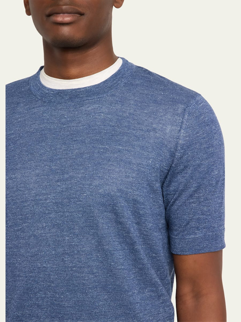 Men's Linen and Cotton Knit Short-Sleeve Sweater 5