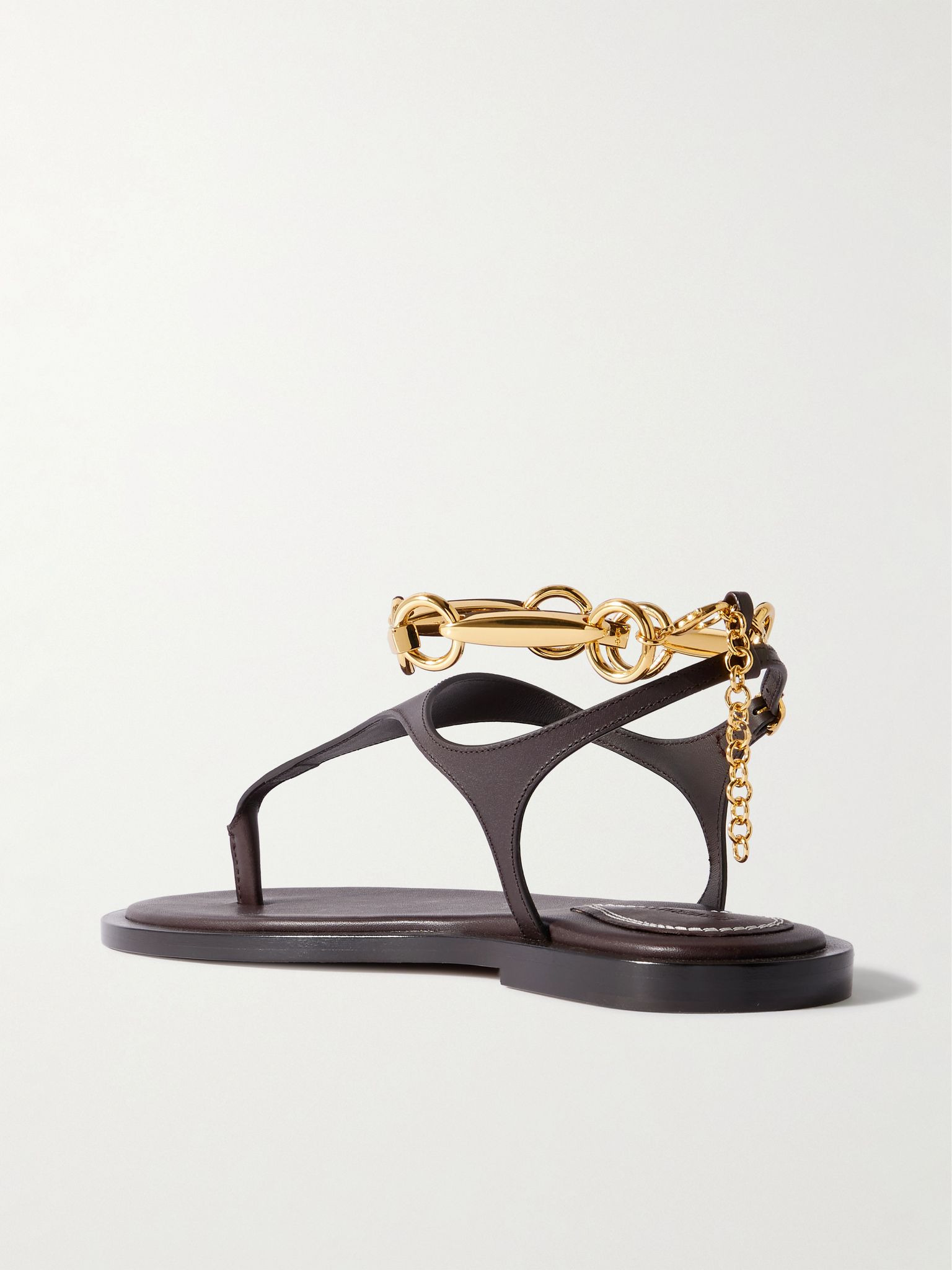 Wild embellished leather sandals Chocolate - 3