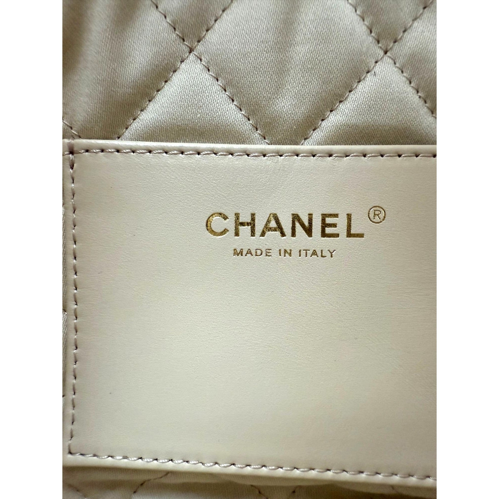 Chanel 22 Mini Shiny Calfskin Quilted White Crossbody Hand Bag - 10