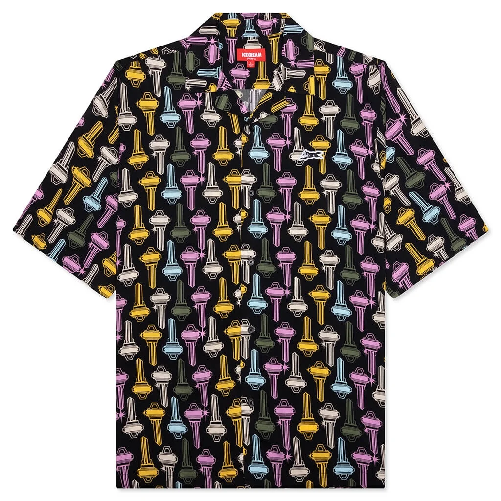 KEYS S/S WOVEN SHIRT - BLACK - 1