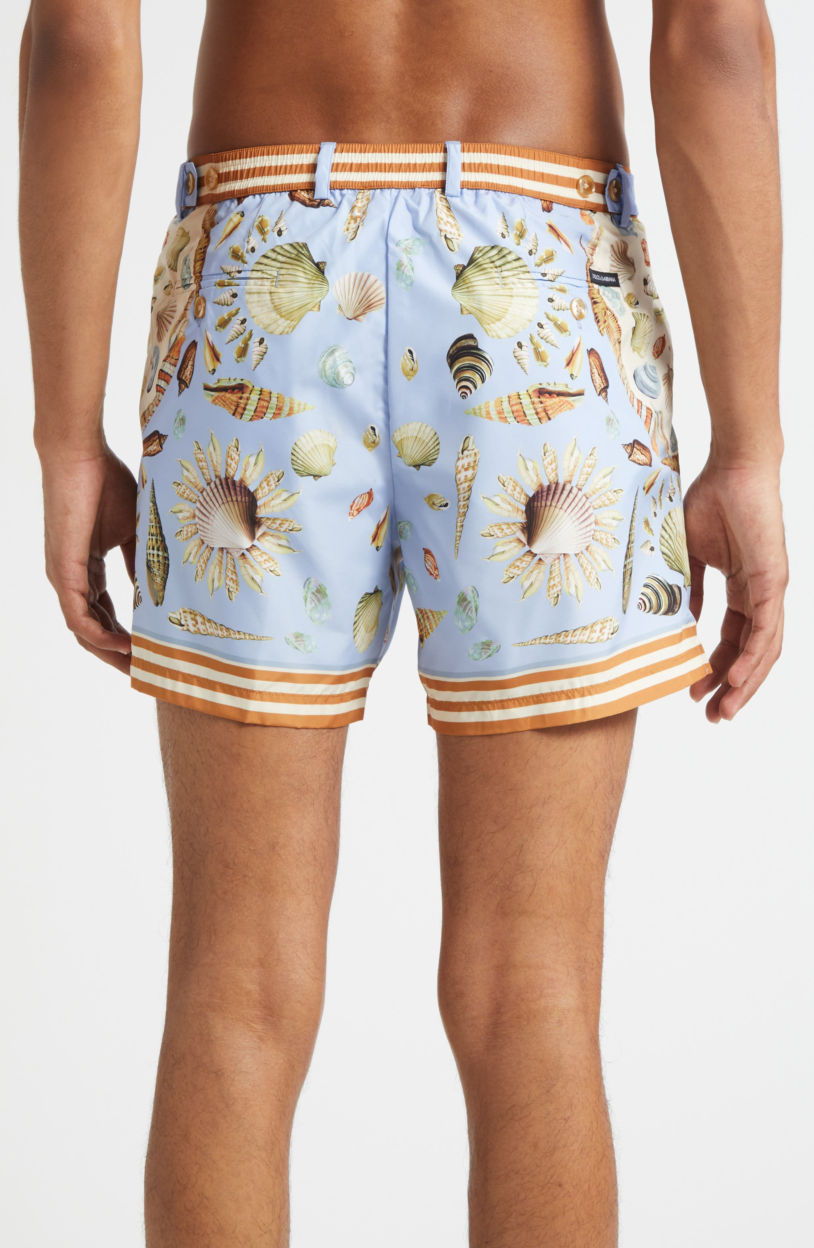 Dolce&Gabbana Shell Print Swim Trunks in Hc5Pk Conchiglie F.celeste at Nordstrom - 2