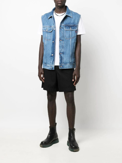 Diesel logo-embroidered sleeveless denim jacket outlook