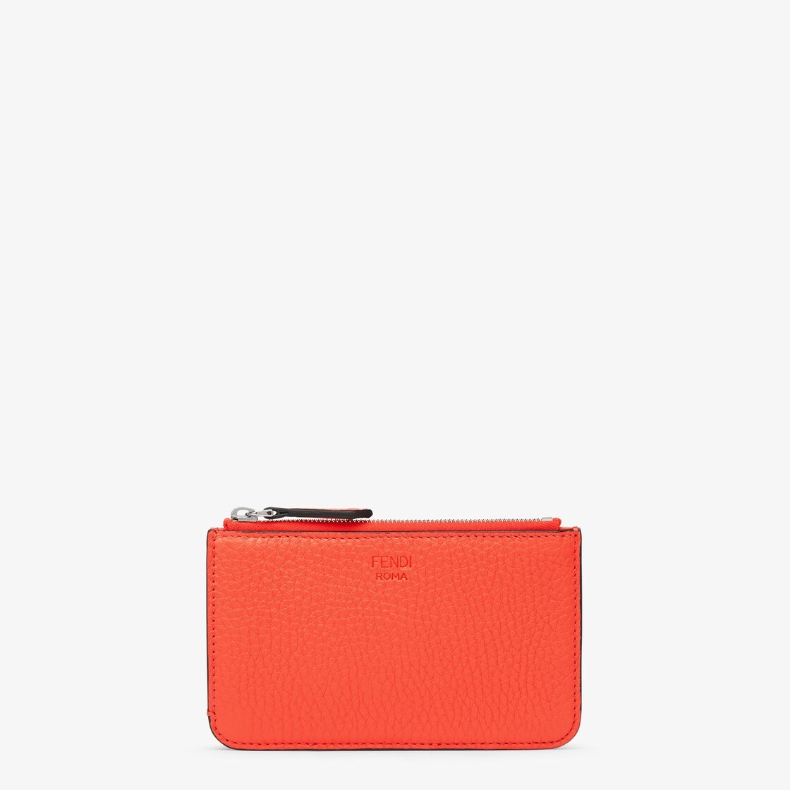 Fendi Roma key pouch with gusseted sides. The back features four card slots. Inside there is a pull- - 1