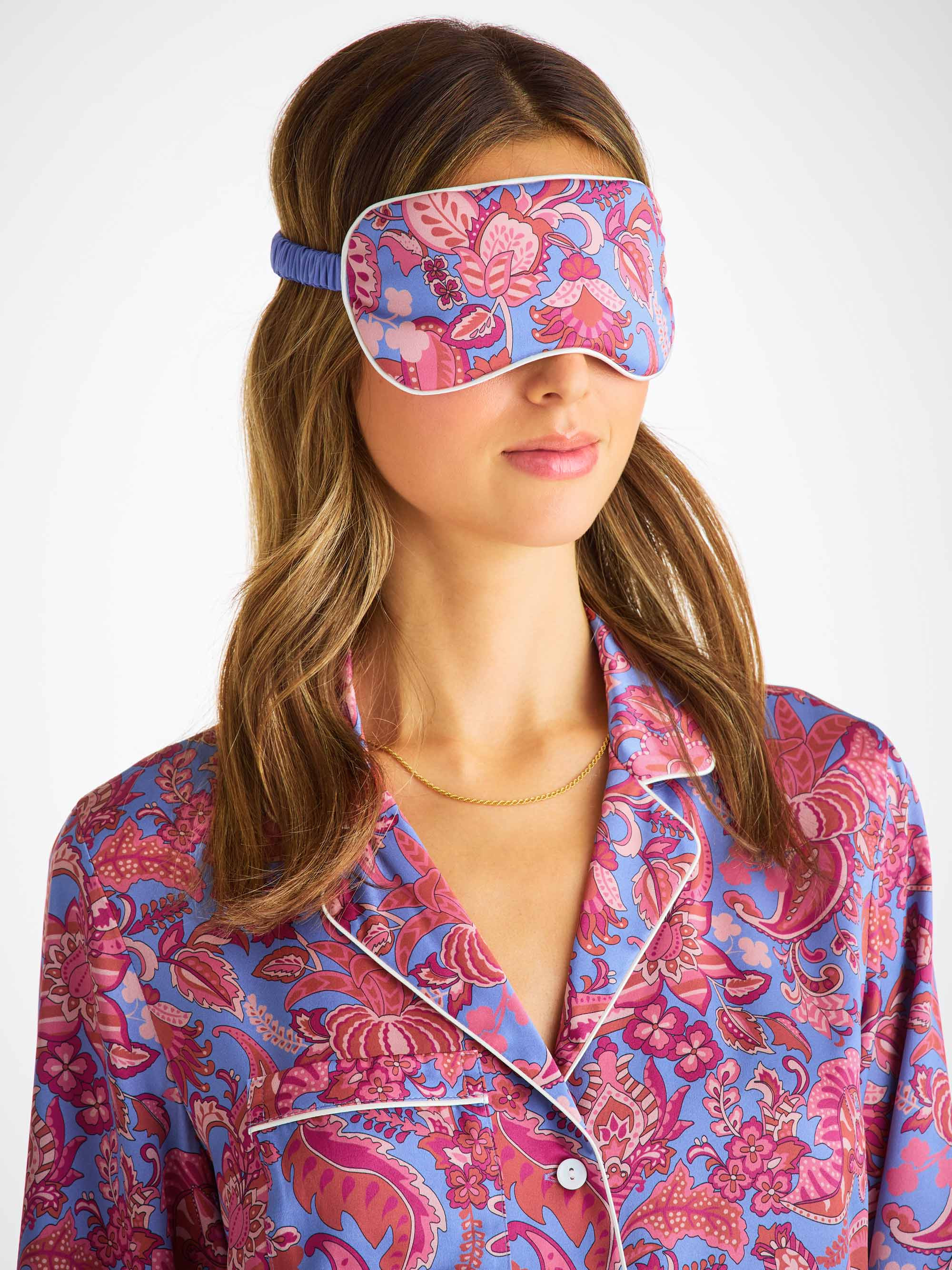 Eye Mask Silk Satin Amethyst Jungle Paisley Pattern - 4