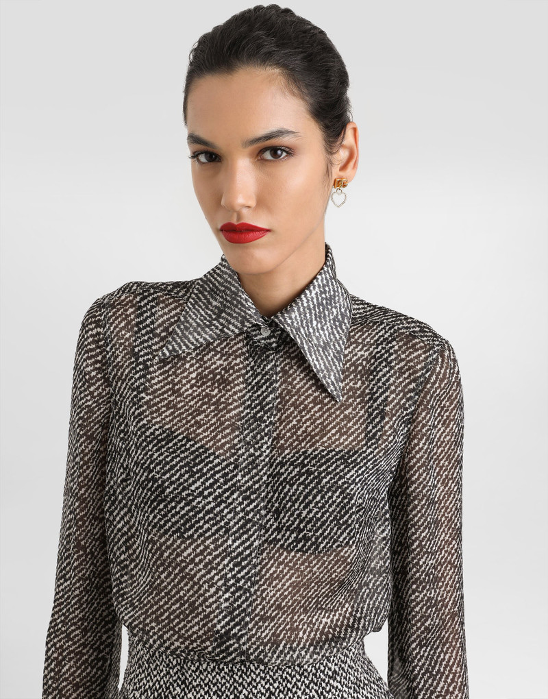 Dolce & Gabbana Silk chiffon shirt with bouclé print outlook