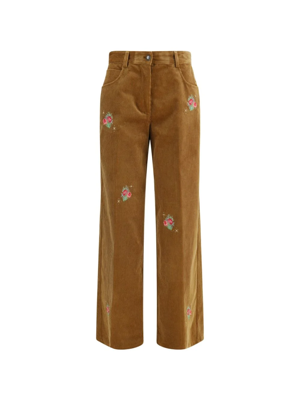 embroidered corduroy wide-leg pants - 1