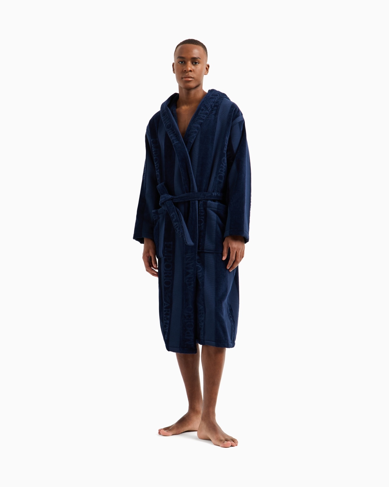STRIPED TERRYCLOTH BATHROBE WITH LOGO - 5